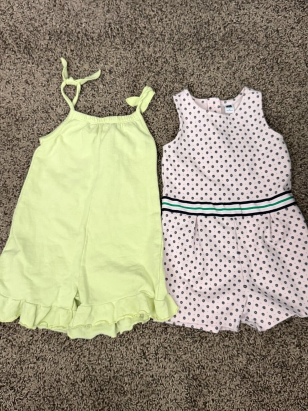 Zara/ Janie & Jack Toddler Girls Rompers Lot of 2 Yellow & Polka Dot Size 3-4T C